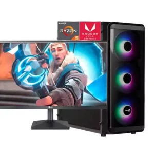 ArmAdAPC EVC-MA320 AMD Ryzen 5 4650G 6 Cores 3.7G Hz/ Unidad SSD 256 GB / Asus Prime A320M-K/8 GB RAM DDR4 3200 Mhz Vulcan Z - Red / Chasis AeroCool 3 FAN RGB/ LG 22" Pulgadas Freesync