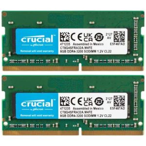 Crucial 16 GB DR4 KIT 3200Mhz SODIMM/2 x 8GB/CL22 /1.2 V/260 Pines/PC4-25600/CT2K8G4SFRA32A