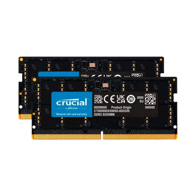 Crucial 32GB DDR5/ KIT 2 x 16GB/ SODIMM/ 262 Pines/ Voltaje 1.1/ velocidad 5600MHz/ Black-CT2K16G56C46S5_