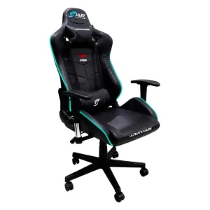 J & R SGJR-004 PRO Gamer /Graduable reclinable 90- 180 grados/asiento cuero sintético/apoya manos espaldar regulable/base tipo estrella con rodachines/ Negro RGB