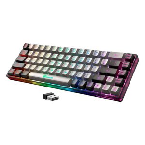 Geodmaer 68 teclas ultra compacto 65% retroiluminado recargable/ anti-fantasma/ para PC laptop PS5 PS4 Xbox Gamer (negro y Gris)