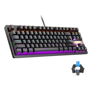 Magegee MK1 mecánico 87 interruptores azules / USB impermeable/PC portátil PS4 PS5 Xbox RGB Rainbow Red Backlit
