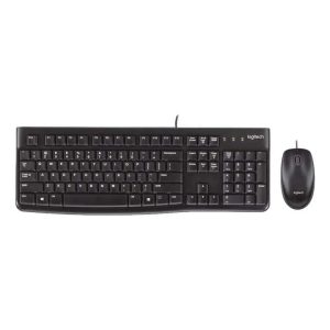 Logitech MK120/ Combo Teclado y mouse con cable USB estándar para computadora / negro