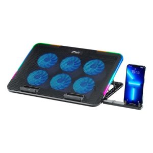 J & R Disipador de calor/ Multi Angulo/ Luces RGB/ Dual USB/ Ajuste de Velocidad/ 6 Fan/ BRJR-017