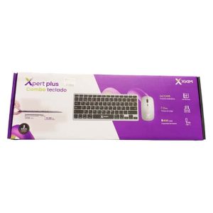 XKIM Combo Teclado y Mouse Xpert Plus/ Conexion inalambrica 2.4G/ Clic Silencioso/ Capacidad Bateria 400mAh/ USB nano/ USB-C/ Gris