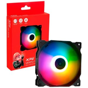 XPG Vento 120/ ARGB/ low noise fan/ 9 LED/ Nivel de Ruido 12 DBA/ Rodamiento de Rifle/ Negro