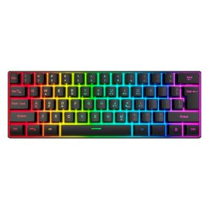 Snpurdiri 60% Ultra Compacto/ retroiluminado RGB/ 61 teclados/ Membrana/ Negro