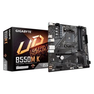 Gigabyte B550M-K AMD socket AM4/ Micro ATX/ Ranura para PCIe 4.0 x16 Ultra Durable/ Conectores duales NVMe PCIe 4.0-3.0 M.2/ AMD Ryzen 3000 - 5000 Series/ DDR4 sin búfer ECC-no ECC de doble canal, 4 DIMM