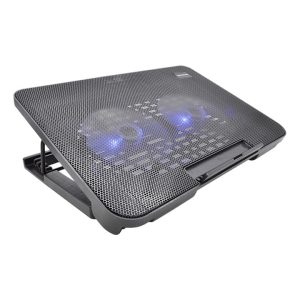 Jaltech N99-5724/ Base Refrigerante/ 2 Ventiladores/ Soporta hasta 17 Pulgadas/ 6 ángulos ajustables/ Iluminacion led interna/ Conexion USB/ Negro
